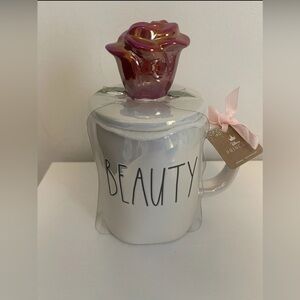 Disney Rae Dunn Beauty & the Beast Beauty Mug with Rose Topped Lid